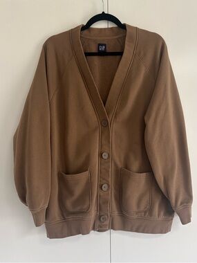 GAP Green Button-Front Cardigan Jacket